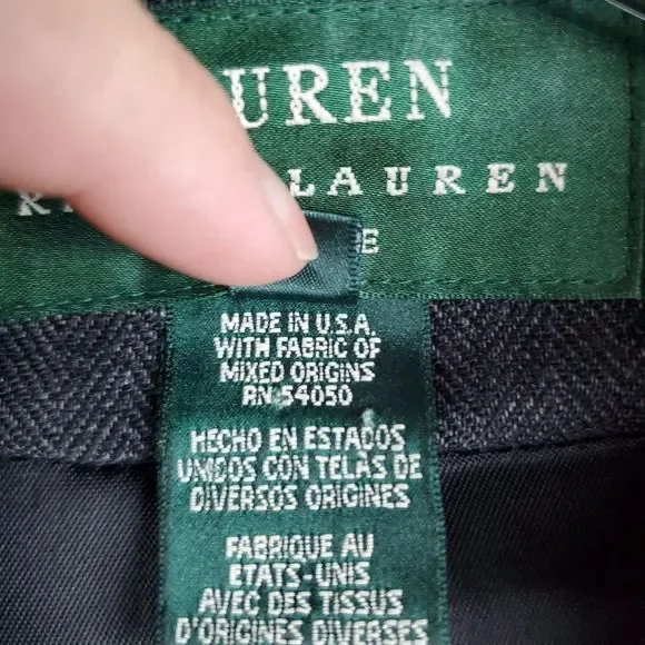 Vintage Ralph Lauren Black Herringbone Wool Blazer - Picture 14 of 14